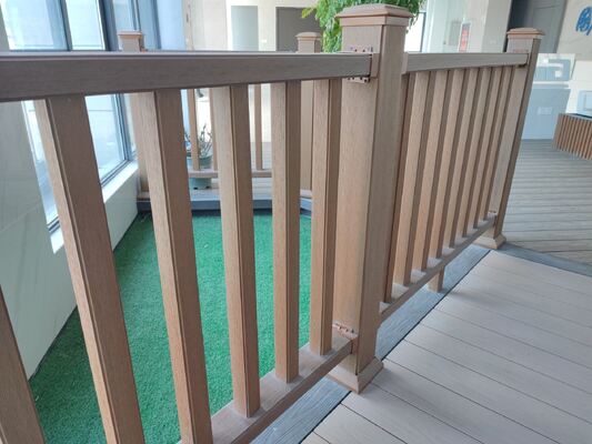                    Aluminum Frame WPC Fencing Slat Style Outdoor Home Security              